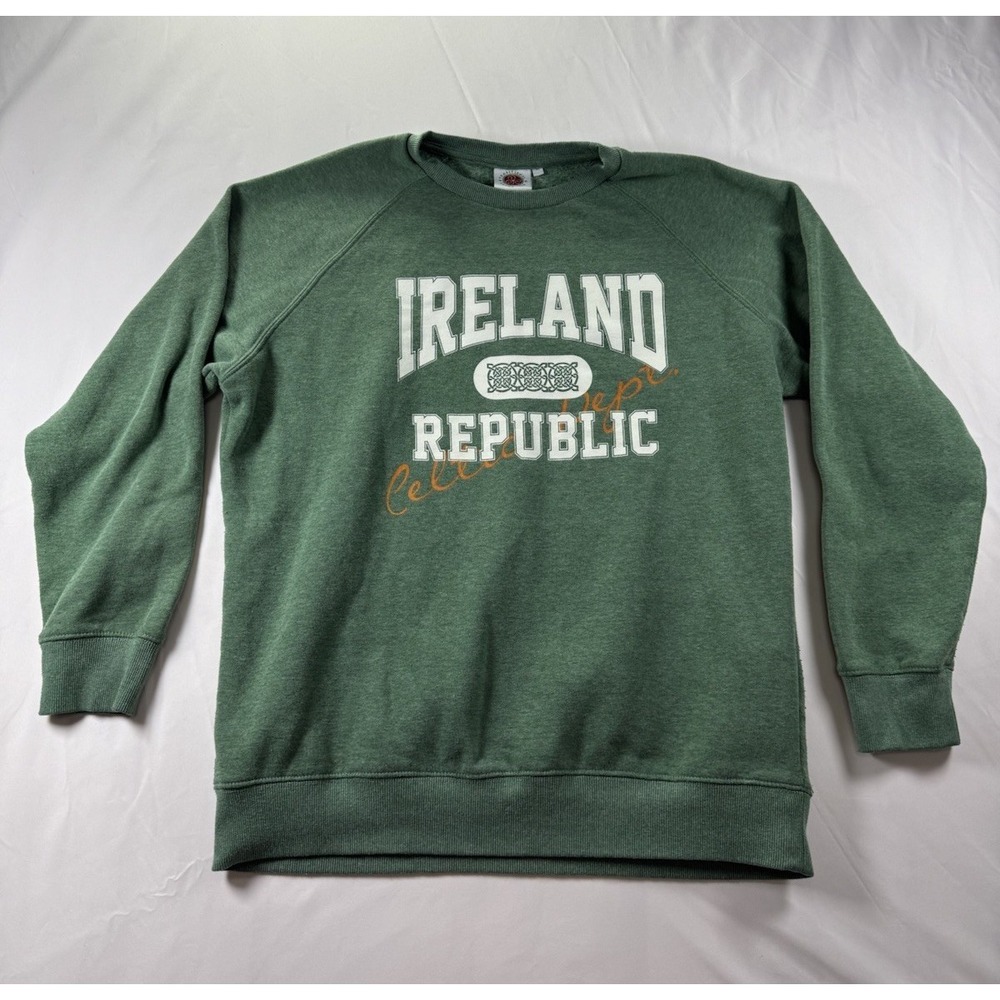 Ireland Republic Celtic Crewneck Mens XL Shamrock‎ Green Pullover Sweatshirt